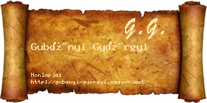 Gubányi Györgyi névjegykártya